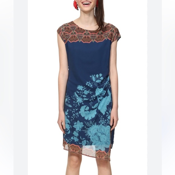DESIGUAL Women Asymmetric Knee-Length Dress Size UK:38 size medium  fully lined - Picture 1 of 17